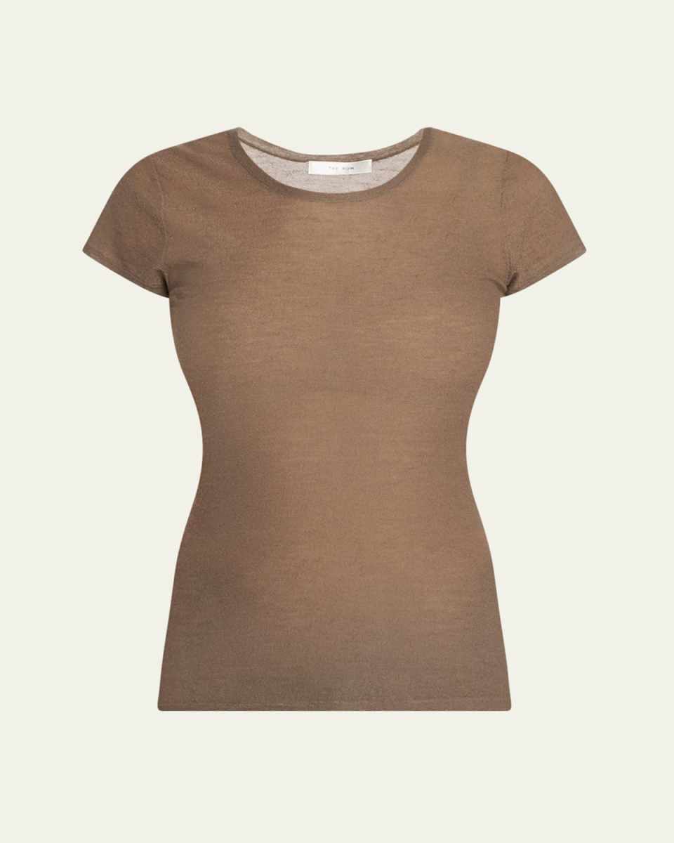 Keyla Short-Sleeve Fine Cashmere T-Shirt